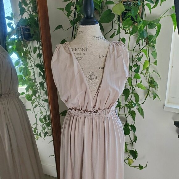 ZARA | Sleeveless Ruffle Waistline Beige Boho Maxi Dress (S) - Picture 3 of 11